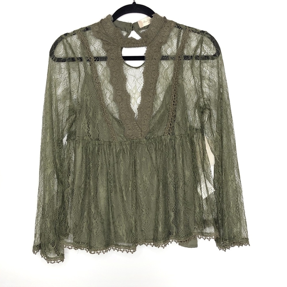 NWT Altar’d State Green Lace Blouse Sz S